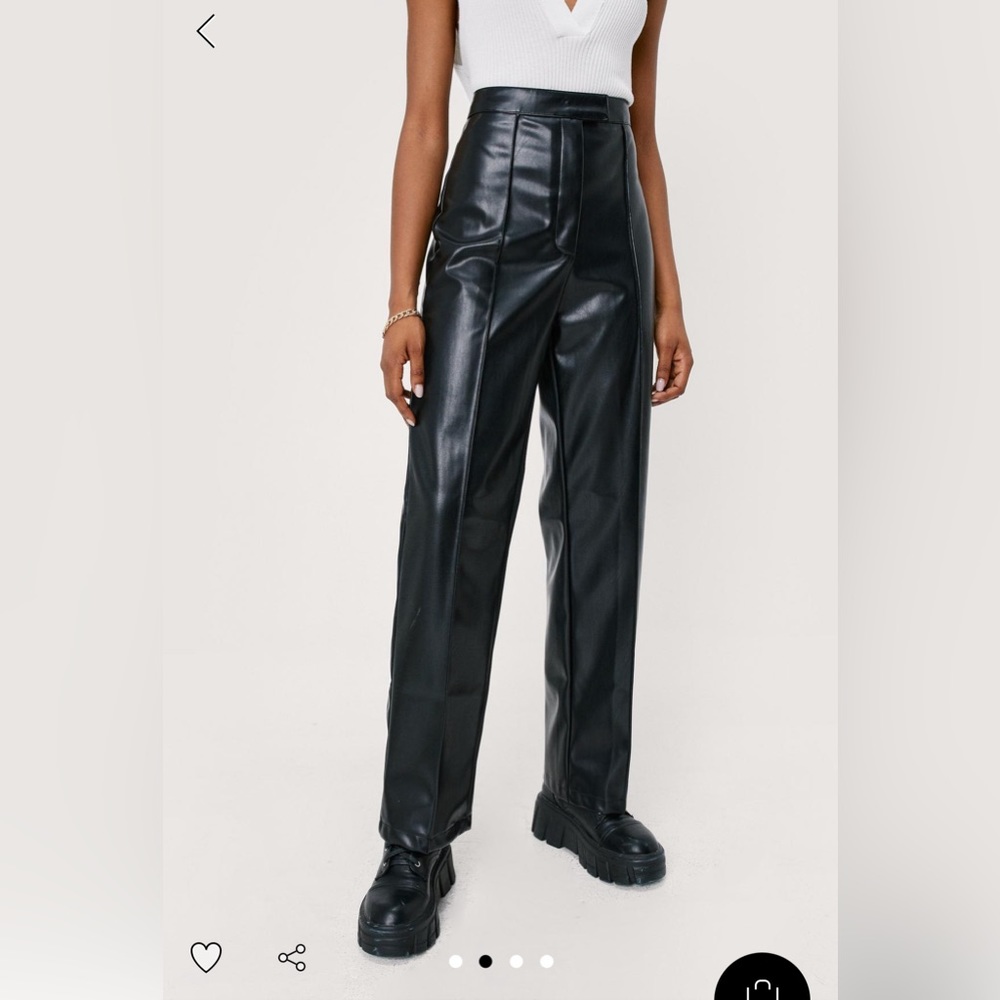 Faux leather wide leg pant